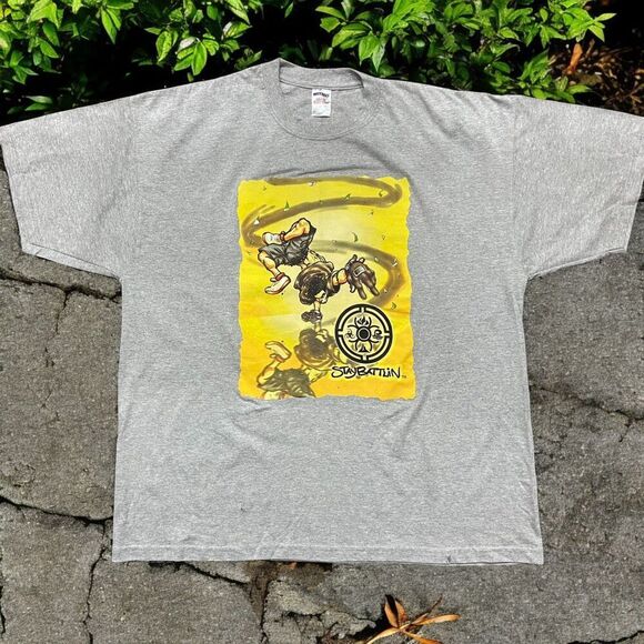 Jerzees Vintage Y2K Stay Battlin Break Dancing Hip Hop Grey T-Shirt Men's 2XL - Picture 1 of 8